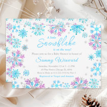 Purple and Blue Snowflakes Winter Baby Shower Invitation