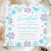 Purple and Blue Snowflakes Winter Baby Shower Invitation