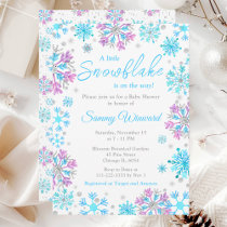 Purple and Blue Snowflakes Winter Baby Shower Invitation