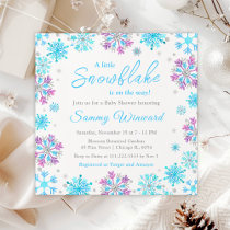 Purple and Blue Snowflakes Winter Baby Shower Invitation
