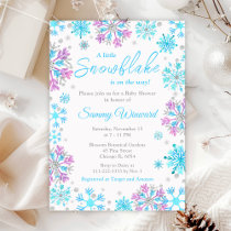 Purple and Blue Snowflakes Winter Baby Shower Invitation