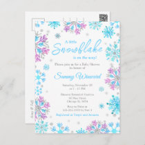 Purple and Blue Snowflakes Winter Baby Shower Postcard