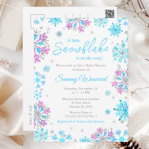 Purple and Blue Snowflakes Winter Baby Shower Postcard