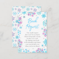 Purple and Blue Snowflakes Winter Book Request Enclosure Card