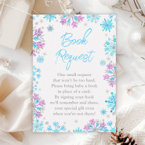 Purple and Blue Snowflakes Winter Book Request Enclosure Card