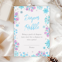 Purple and Blue Snowflakes Winter Diaper Raffle Enclosure Card