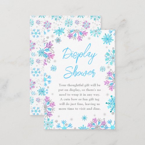 Purple and Blue Snowflakes Winter Display Shower Enclosure Card
