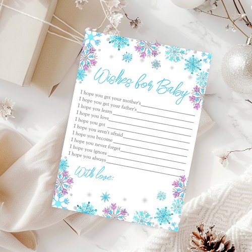 Purple and Blue Snowflakes Wishes For Baby Invitation