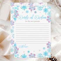 Purple and Blue Snowflakes Words of Wisdom Invitation