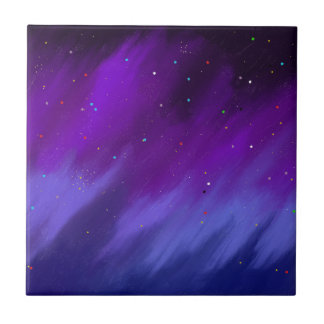 Purple and blue space mist. ceramic tile