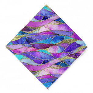 Purple and Blue Stained Glass Mosaic pattern Bandana