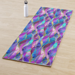 Purple and Blue Stained Glass Mosaic pattern Yoga Mat