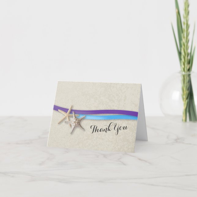 Purple and Blue Starfish and Ribbon Thank You (Front)