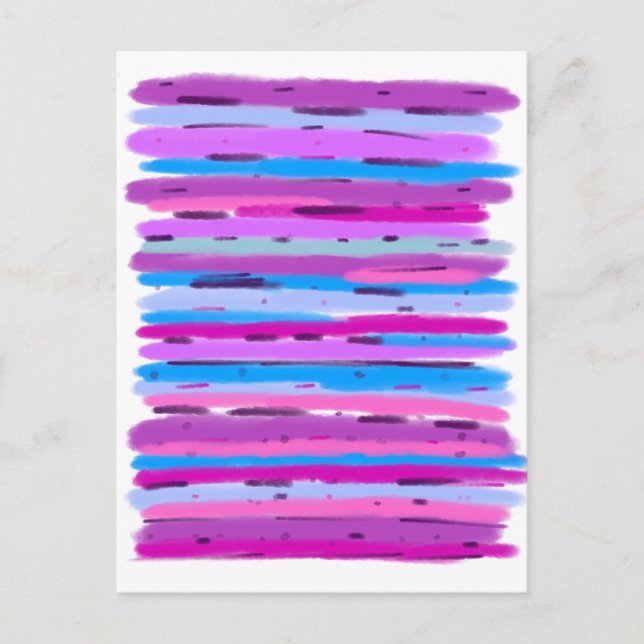 Purple and Blue Stripes Art Postcard (Front)
