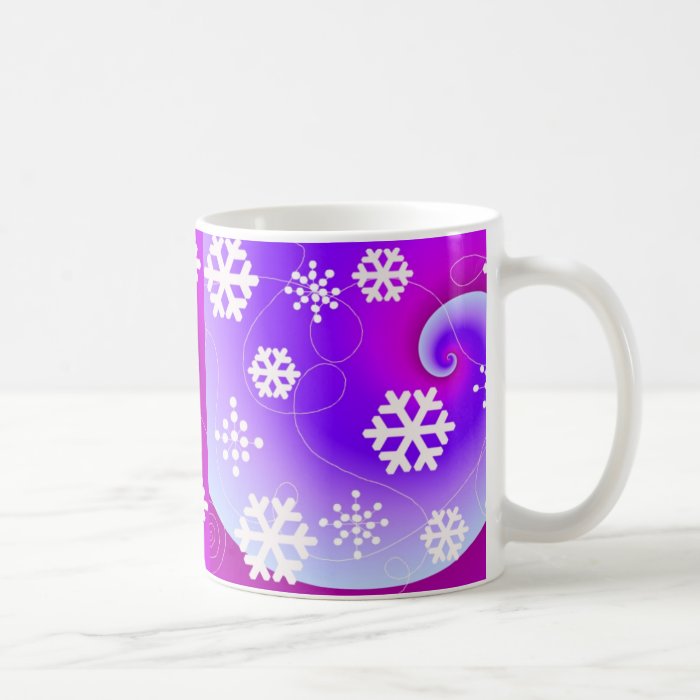 Purple and Blue Swirls and Snowflakes Mugs