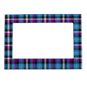 Purple and Blue Tartan Pattern Magnetic Photo Frame