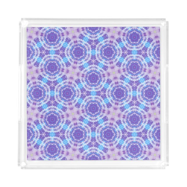 Purple and Blue Tie Dye Pattern Acrylic Tray (Front)