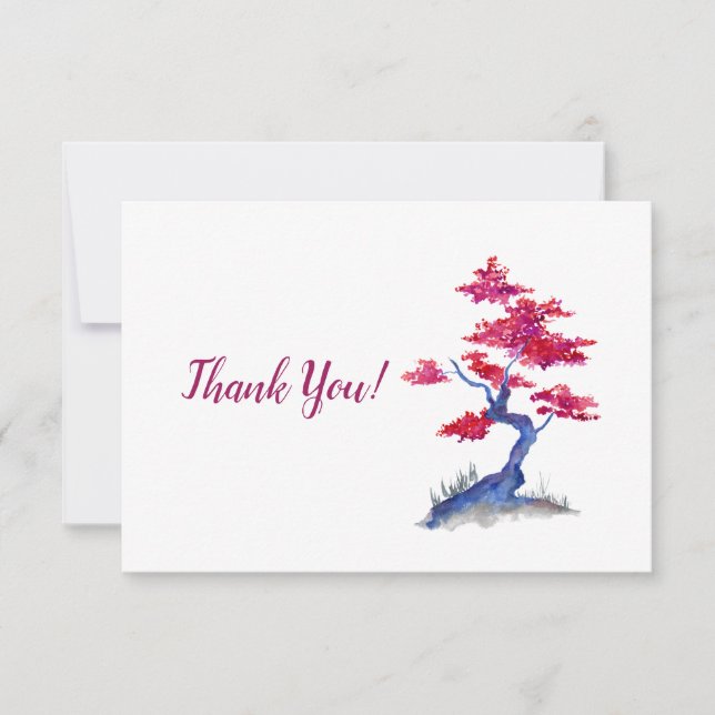 Purple and Blue Tree Thank You Card (Front)