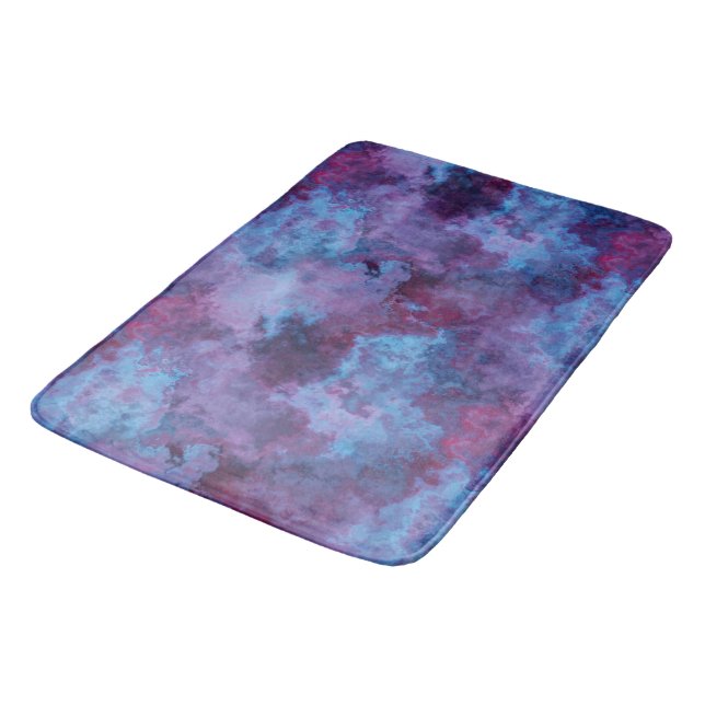 purple and blue turquoise Marble abstract Bath Mat (Angled)