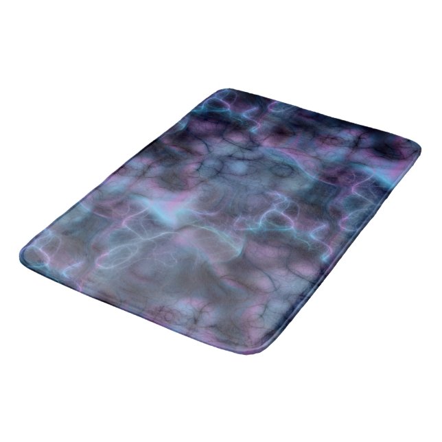 purple and blue turquoise Marble abstract Bath Mat (Angled)
