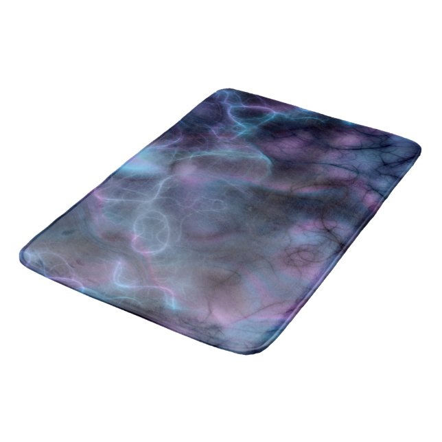 purple and blue turquoise Marble abstract Bath Mat (Angled)
