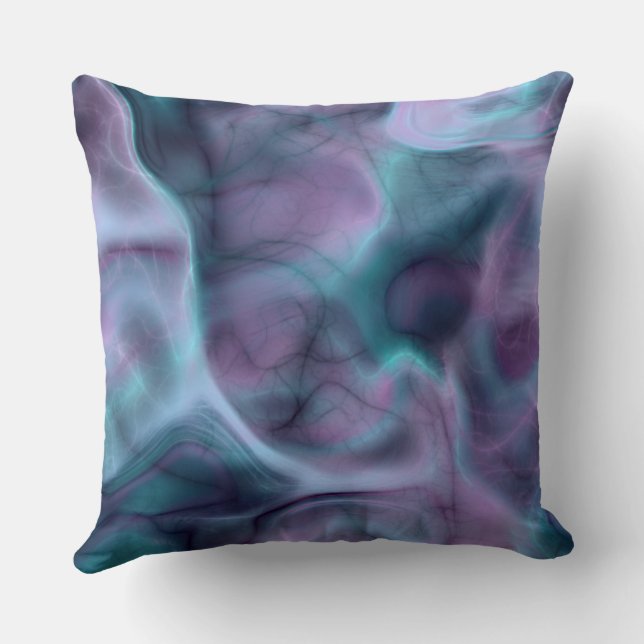 purple and blue turquoise Marble abstract Throw Pillow (Back)