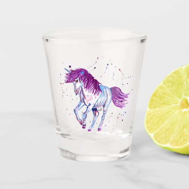 Purple and Blue Unicorn Shot Glass (Front)