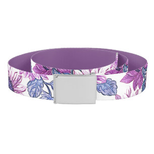 Purple and Blue Vintage Flower Art Belt