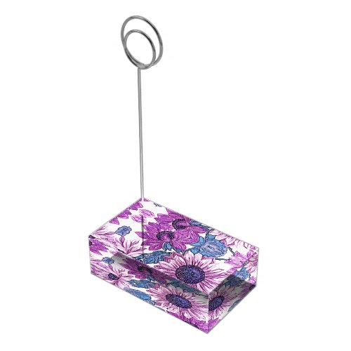 Purple and Blue Vintage Flower Art Place Card Holder