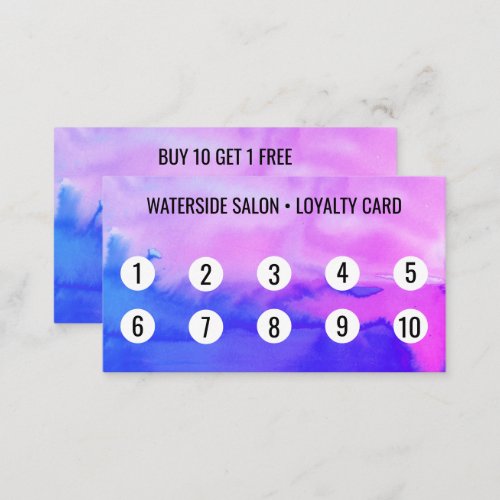 Purple and Blue Watercolor Abstract 10 Loyalty Card