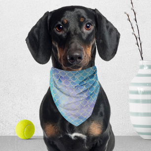 Purple and Blue Watercolor Fish Scales Mermaid Bandana