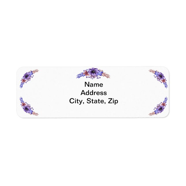 Purple And Blue Watercolor Floral Address Labels (Front)