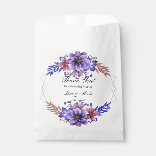 Purple And Blue Watercolor Floral Favor Bags