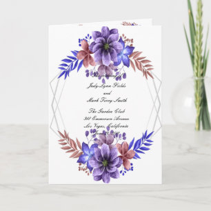 Purple And Blue Watercolor Floral Wedding Program