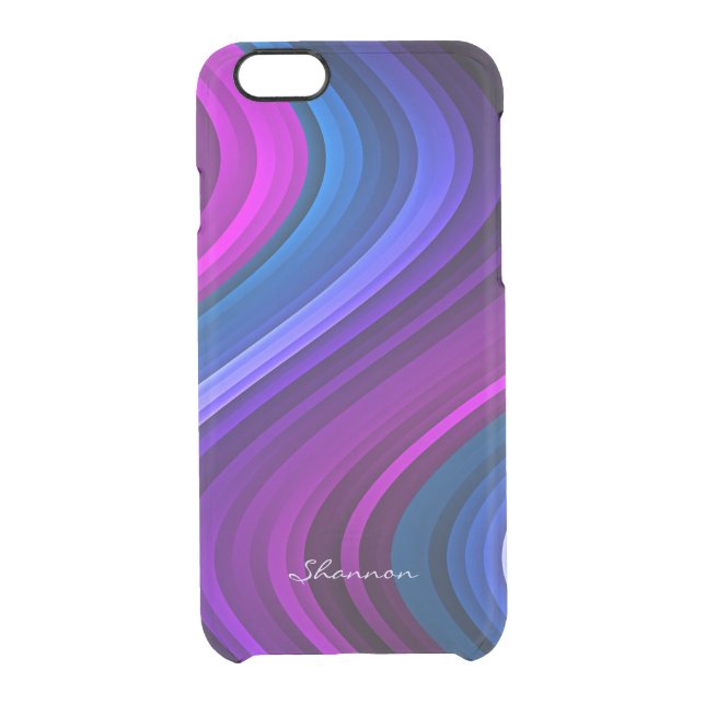 Purple and Blue Waves Clear iPhone 6 case (Back)