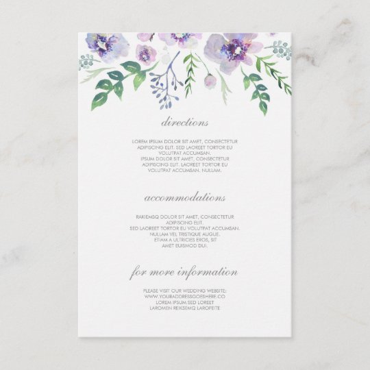 Purple And Blue Wedding Details Information Enclosure Card Purple And Blue Wedding Details Information Enclosure Card