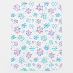 Purple and Blue Winter Snowflakes Baby Blanket