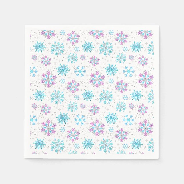 Purple and Blue Winter Snowflakes Napkins (Front)
