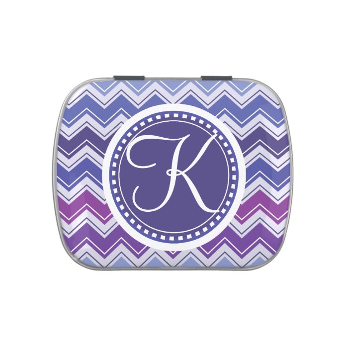 Purple and Blue ZigZag Chevron Monogram K Candy Tins