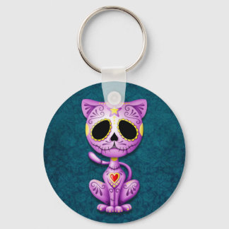 Purple and Blue Zombie Sugar Kitten Keychain