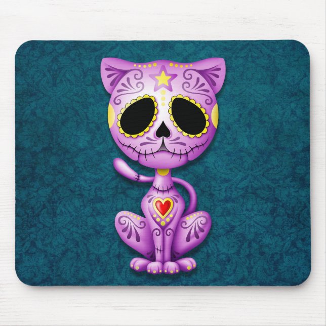 Purple and Blue Zombie Sugar Kitten Mouse Pad (Front)
