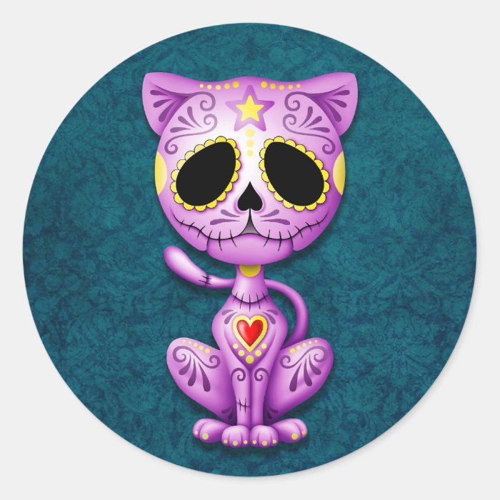 Purple and Blue Zombie Sugar Kitten Stickers