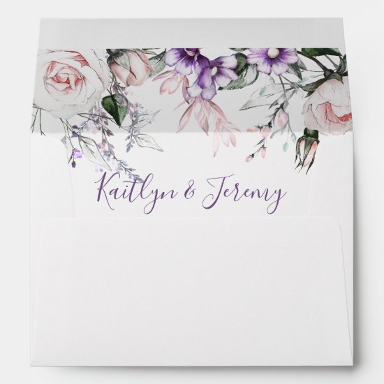 Purple and Blush Pink Floral with Names | Envelope