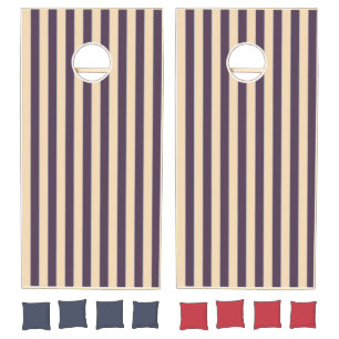 Purple and blush pink line stripes pattern cornhole set