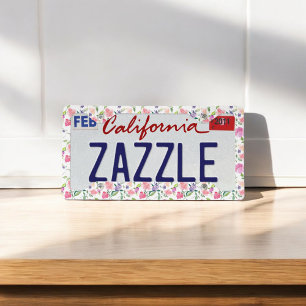 Purple And Blush Pink Watercolor Floral Pattern License Plate Frame