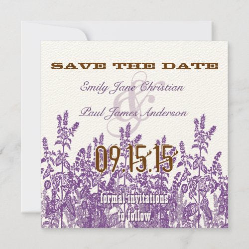 Purple and Broon wild Flower Save the Date