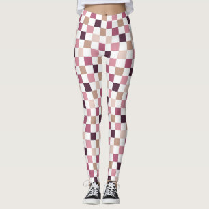 Purple and Brown Checkered Mosaic Minimalist Leggings