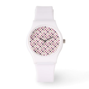 Purple and Brown Checkered Mosaic Minimalist Watch