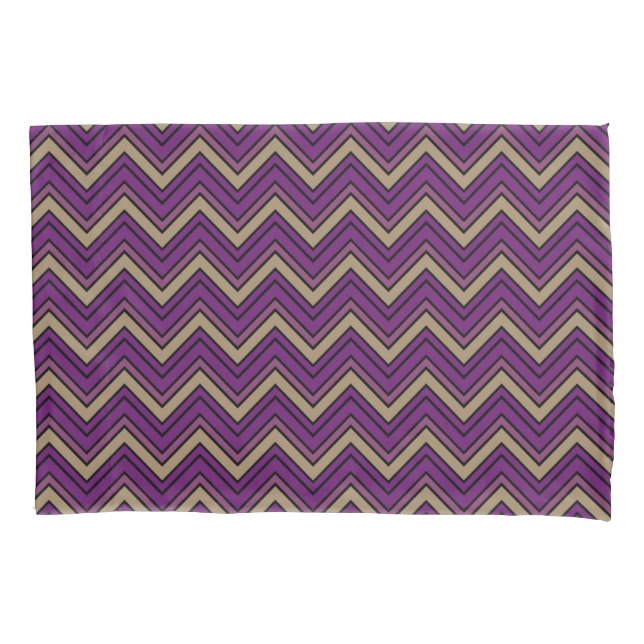 Purple and brown chevron zigzag pattern pillow case (Front)