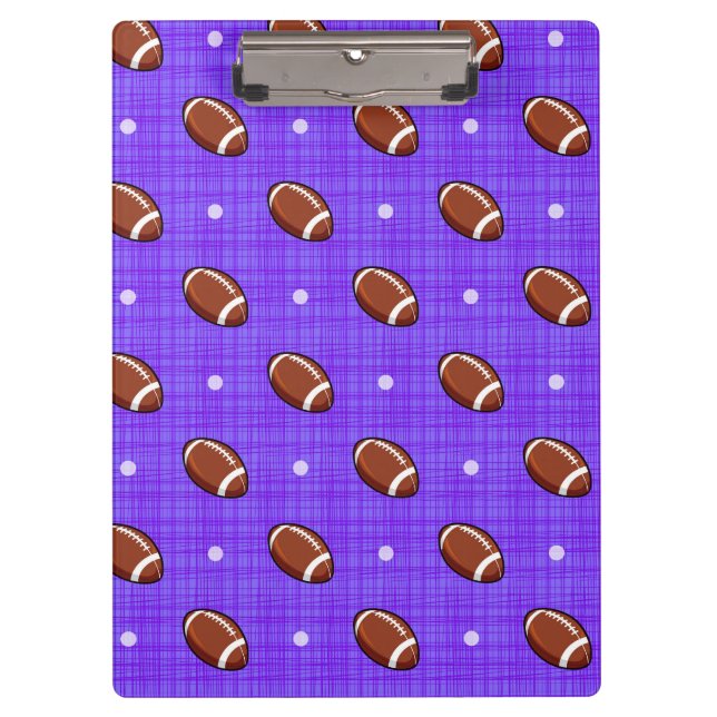 Purple and Brown Football Pattern Clipboard (Front)